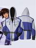 3D Printed Anime Hoodie with Mobile Suit Design - Japanese Anime Zipper Jacket
