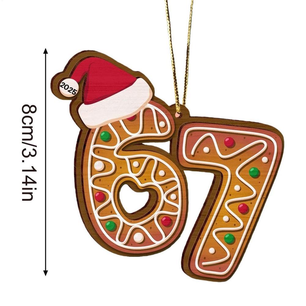 

67 Ornament Double Sided Print Wooden Pendant Christmas Tree Decorations for Holiday Home Fireplace Party Farmhouse Winter жёлтый