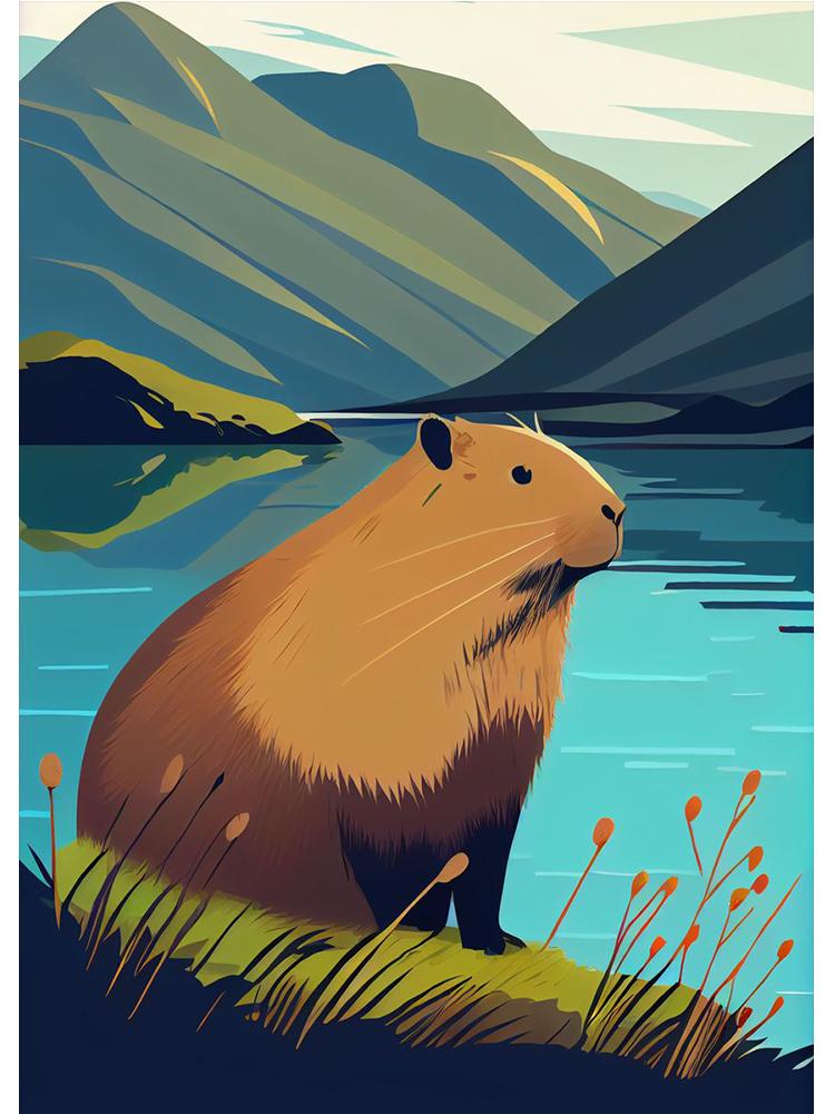 Cute Space Astronaut Capybara Portrait Poster Print Canvas Painting Funny Animal Wall Art For Kid Bedroom Home Decoration