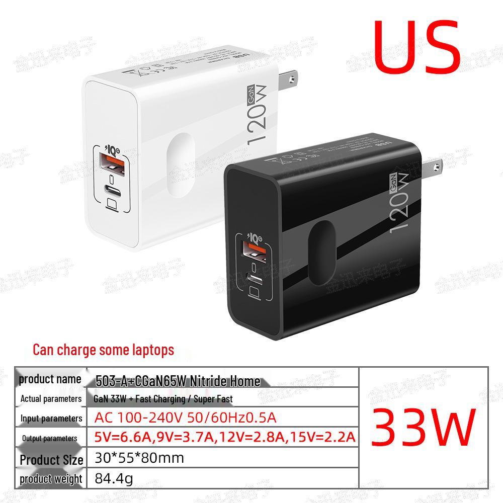 

120W GaN Charger with EU/UK Plugs - 65W Ultra-Fast Charging for Laptops White Bare Device