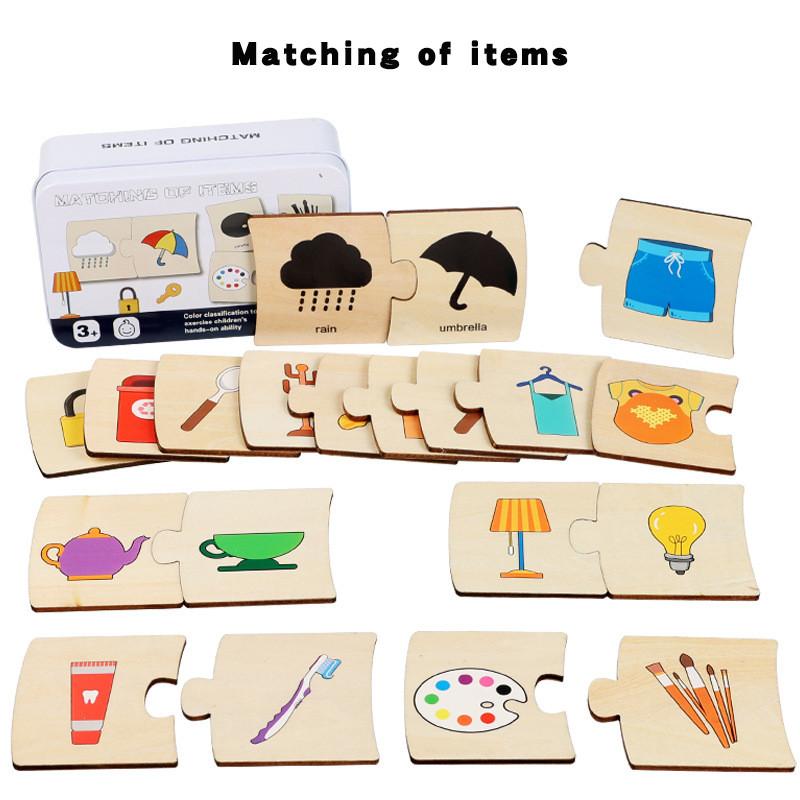 Wooden Puzzle Educational With Numbers And Animal Food Matching For Kids