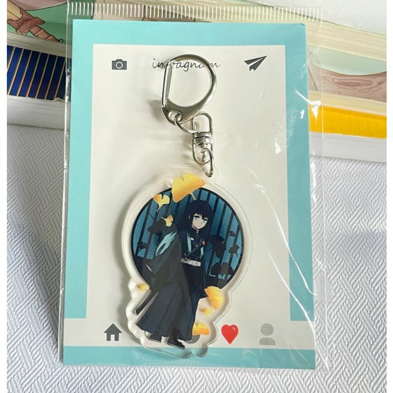 Demon Slayer Cartoon Acrylic Keychain Tokitou Muichirou Anime Action Figures Doll Kawaii Key Backpack Decoration Christmas Gifts