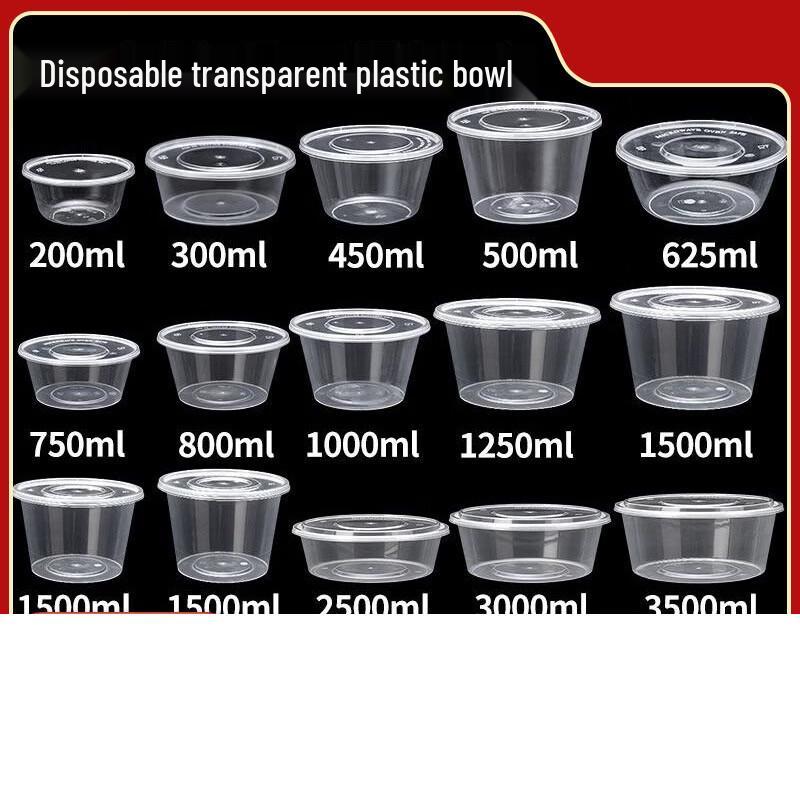 COMATE Transparent PP Disposable Takeout Bowls