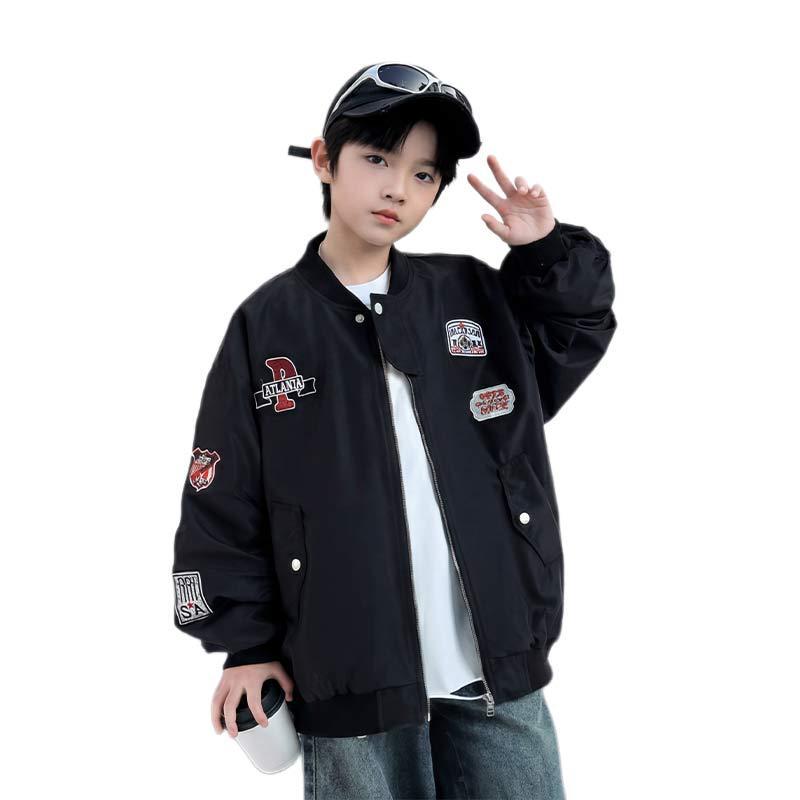 Spring & Autumn Korean Kids' Set: Trendy Boys' Street Style Jacket & Baseball Uniform for Middle and Big Children.