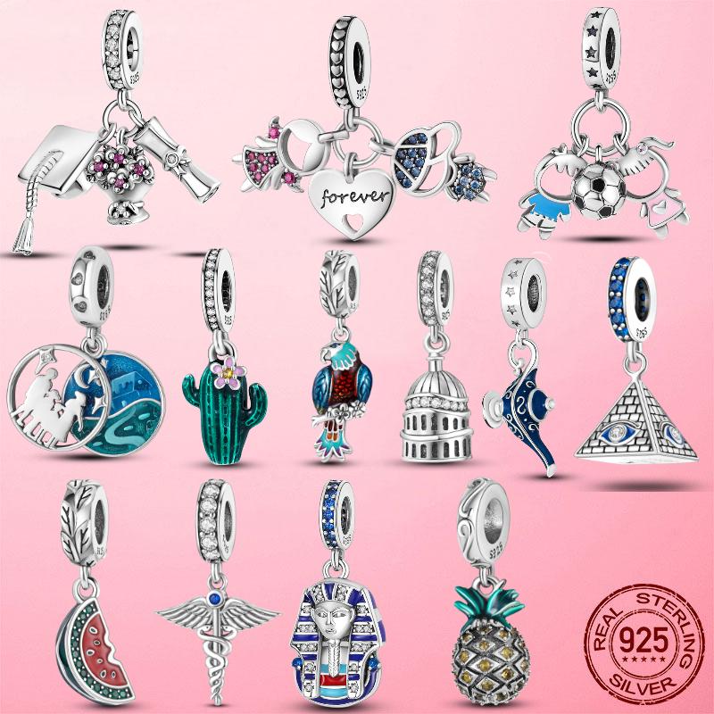 HOT SALE 925 Silver Sparkling Family Tree Dangle Charms Beads Fit Original Women Bracelet Pendant Necklace  Jewelry