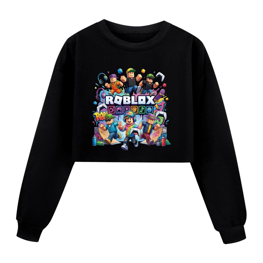 5573 Kinder Mädchen Roblox Aufdruck Rundhals Bunt Langarm Sweatshirt