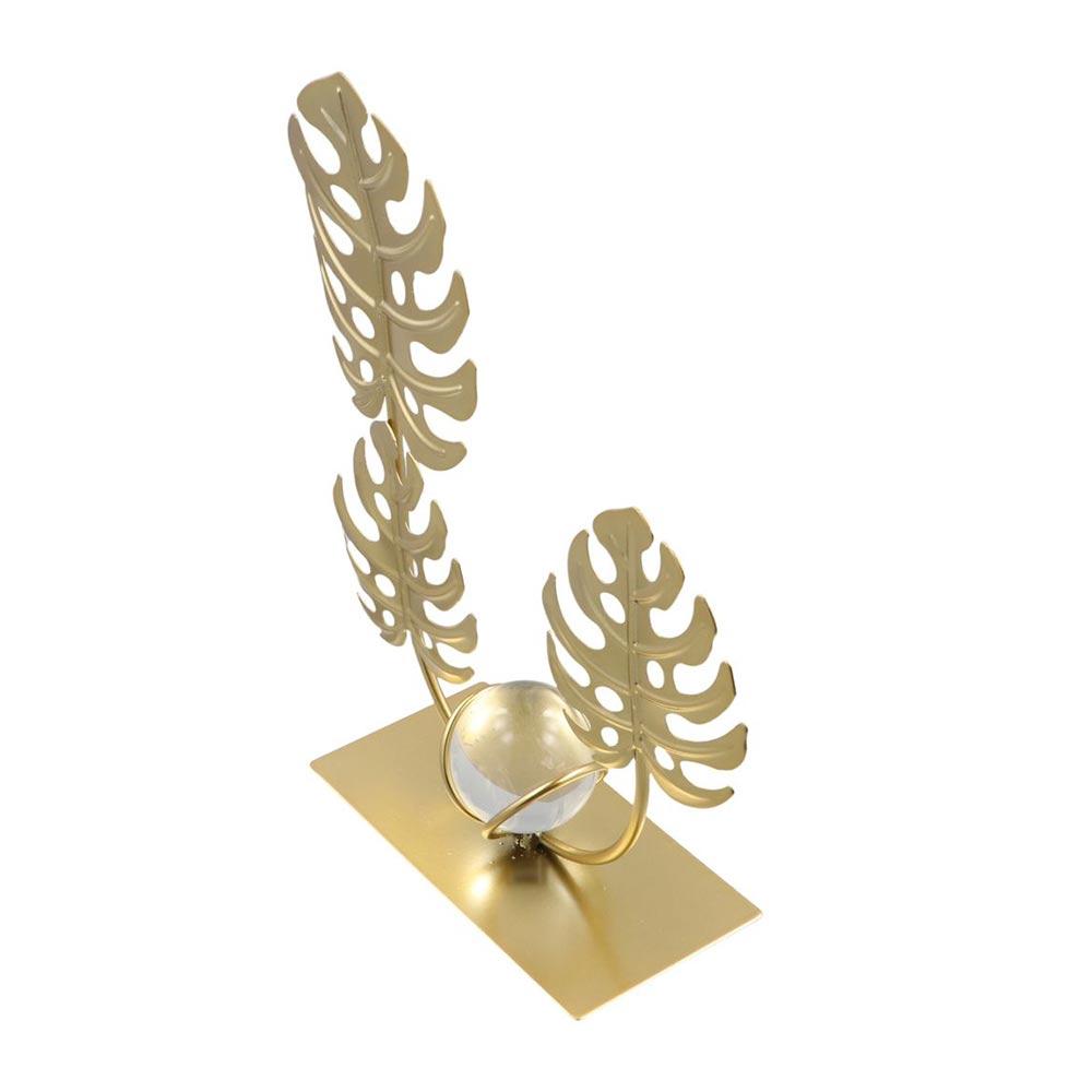 Nordic Crystal Ball Decor Rack Light Luxury Iron Maple Leaf Ornaments  Office