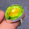 Peridot Gemstone Handmade 925 Sterling Silver Jewelry Ring Size 7.5 j8V71