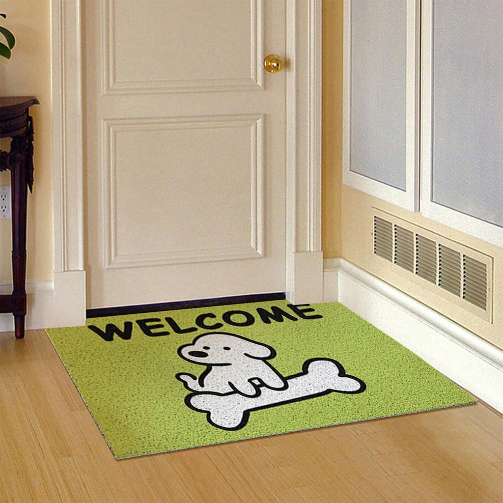 Door Mat Cute Cartoon Dog Pattern Anti Slip Mud Scraping Welcome Rug Front Door Rug Home Decoration