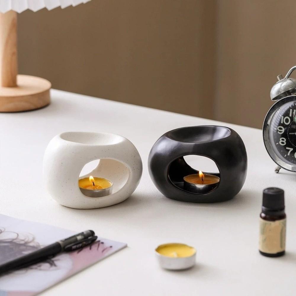 Ceramic Essential Oil Burner Decorative Modern Aromatherapy Burner Minimalist Candle Heating Holder Yoga Studio