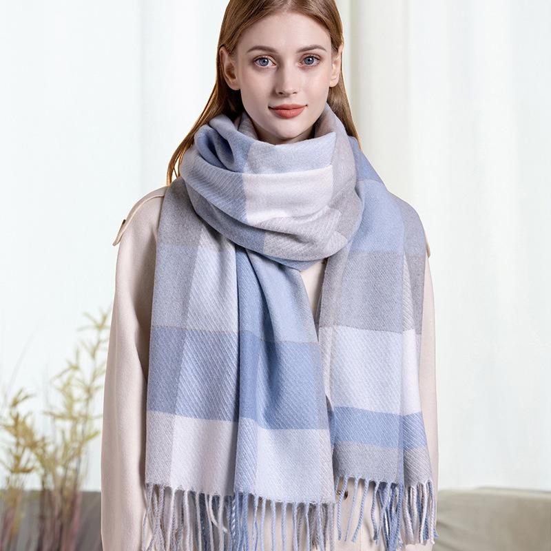 Warm Wool Scarf for Women Winter Plaid Design Soft Wear Open Scarves Female High Quality