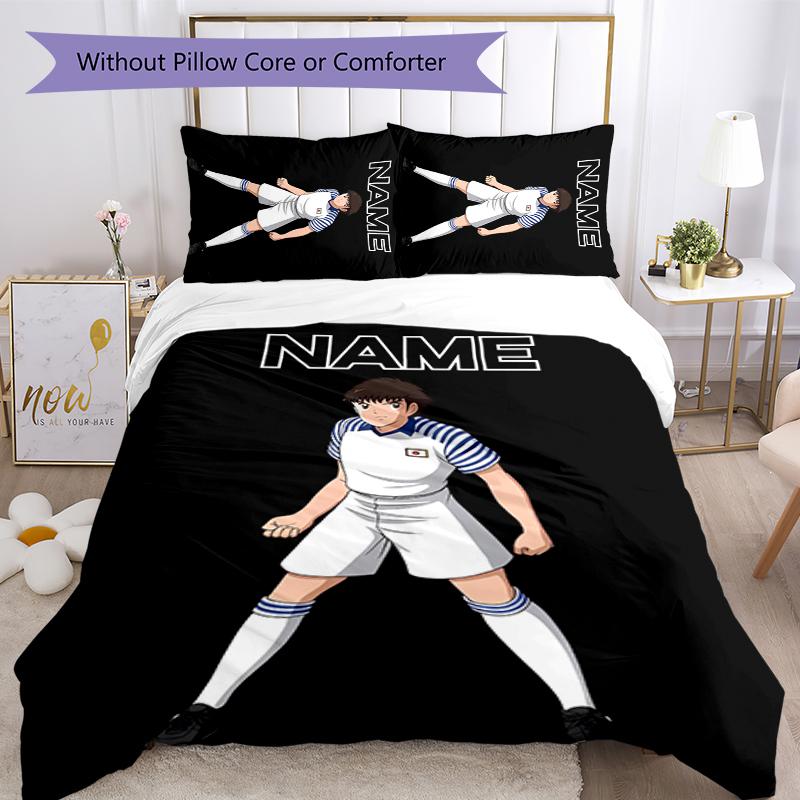 3pcs Custom Name Captain Tsubasa Dream Team Bedding Set Duvet Cover Closure Includes 1 Duvet Cover & 2 Pillowcases for All Seasons Bedroom Decor