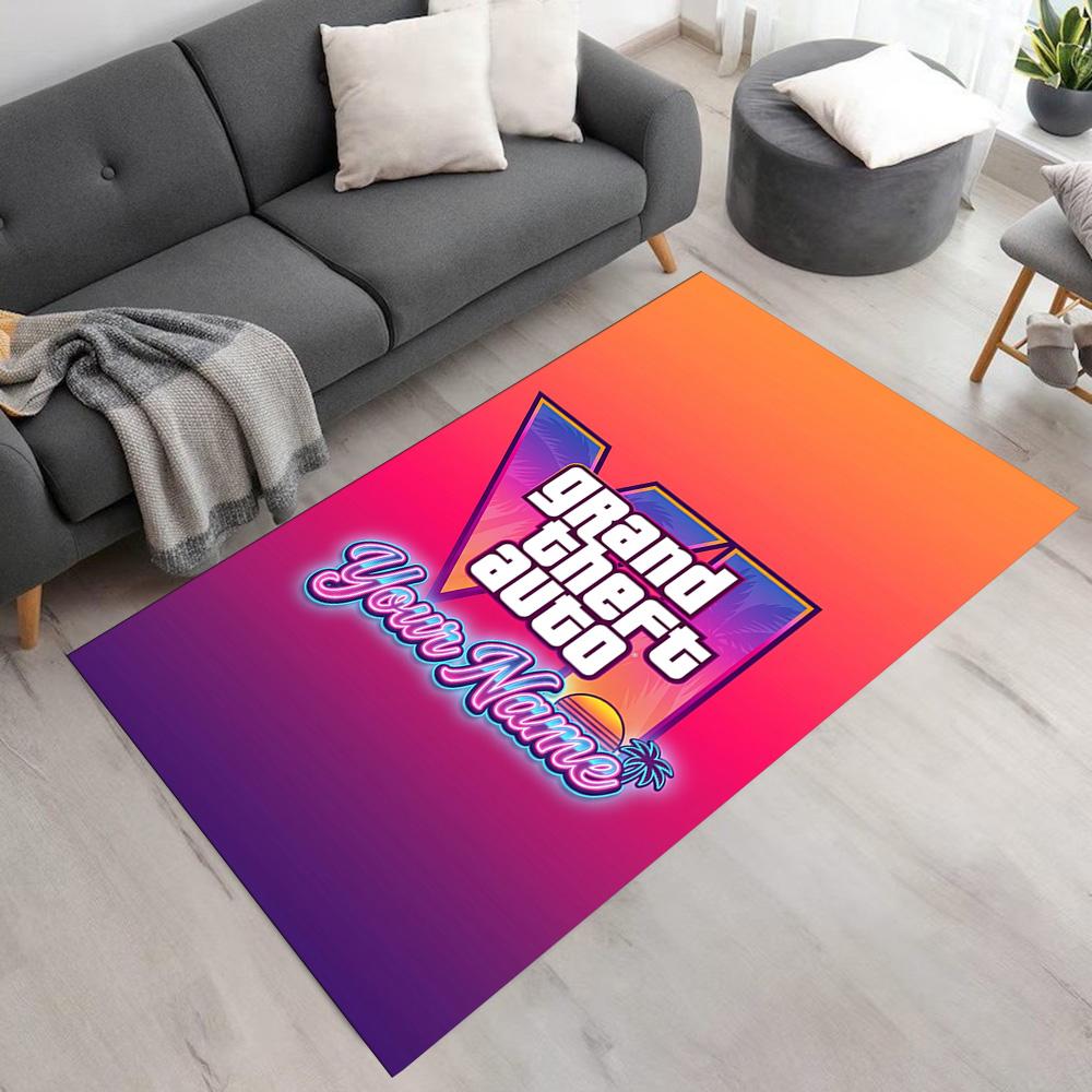 Grand Theft Auto Customize Your Name Carpet Suitable for Outdoor Study room Foyer Balcony Anti-slip Rug Decorate Offices Perfect Gift for Women/Men