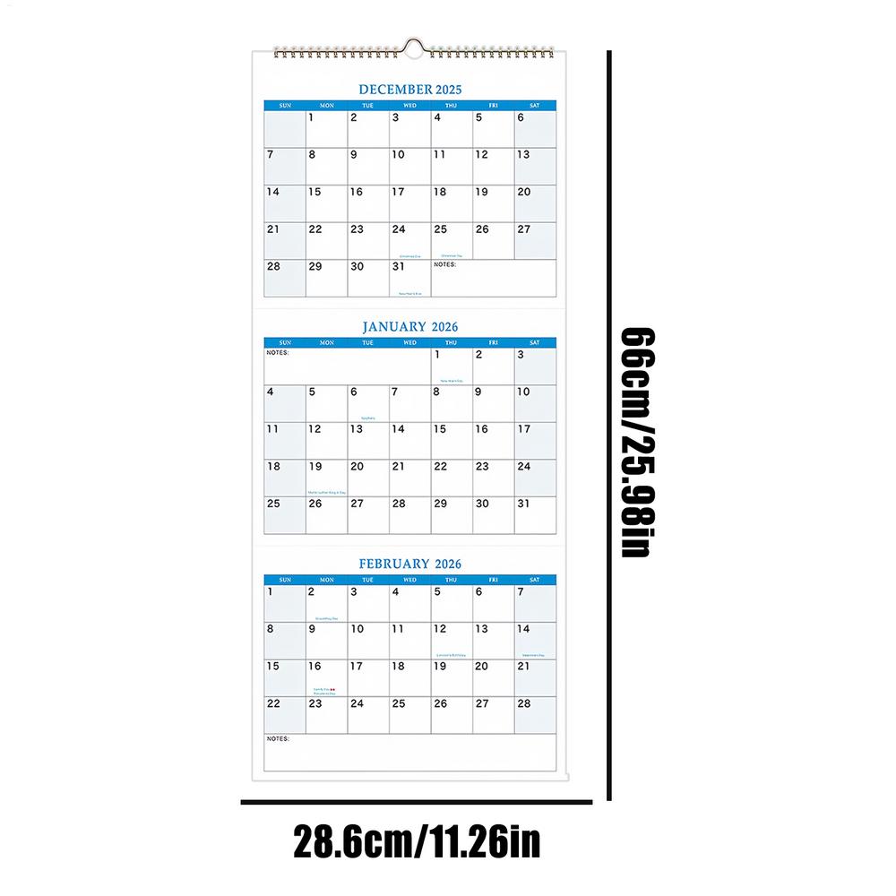 2026 Large Wall Calendar Large Vertical 3 Month Calendar Planners Organizers for Meeting Notebook Daily Schedule Pared Home