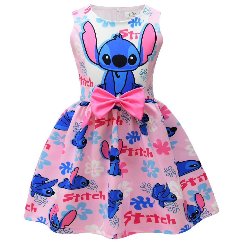 New Summer Products, Interstellar Baby Stitch Girl Dress Dress, Medium Older Children'S Bow Princess Dress