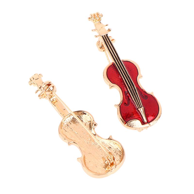 1ks Elegantní červené housle Pins Brože Lady Instruments Brož Šperky