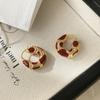 Silver Needle Zircon Flower Pearl Earrings New Year's Light Luxury High-end Stud Earrings Retro Temperament Red Earrings Women