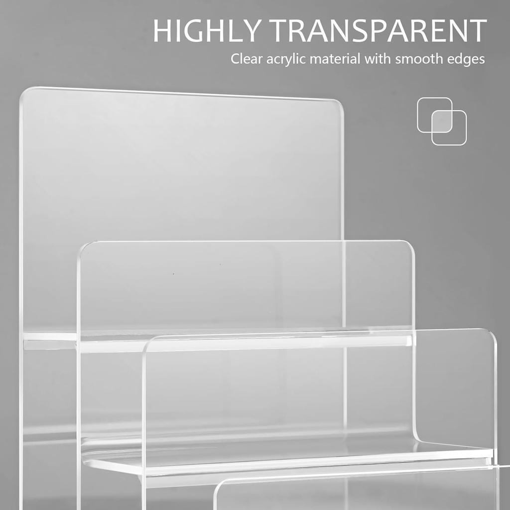 DOITOOL 4-Tier Clear Display Risers Stand: Acrylic Wallet Display Stand Holder, Clear Handbag Purse Display Stand Jewelry Display Riser Purse Handbag