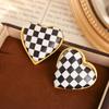 2024 Retro Black and White Geometric Plaid Stud Earrings for Women - Unique Style