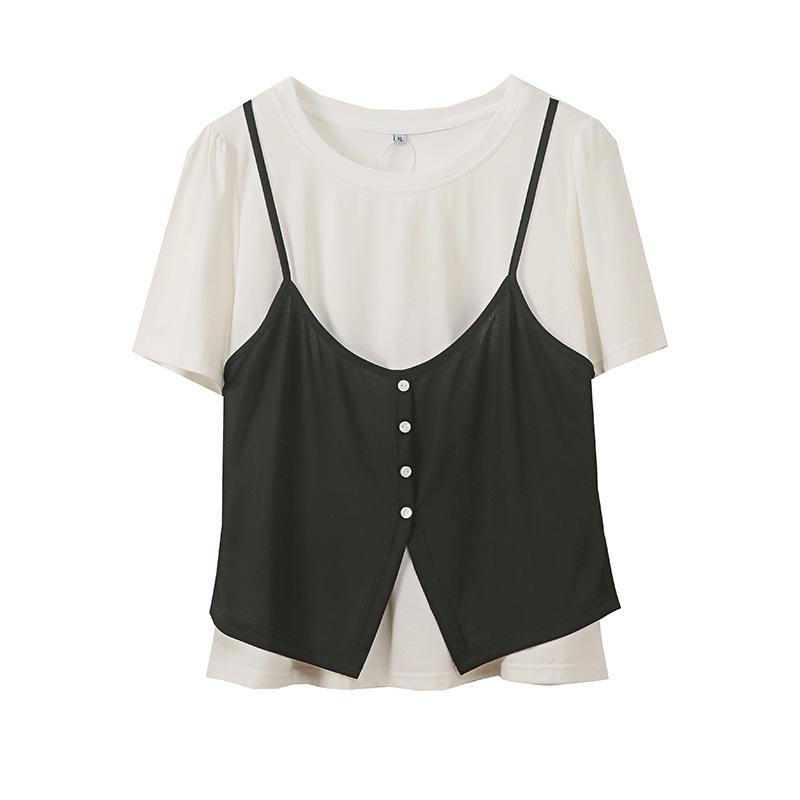 

Zhi Xuan Plus Size Women s Patchwork Camisole 2-in-1 Summer Top 3XL чорний