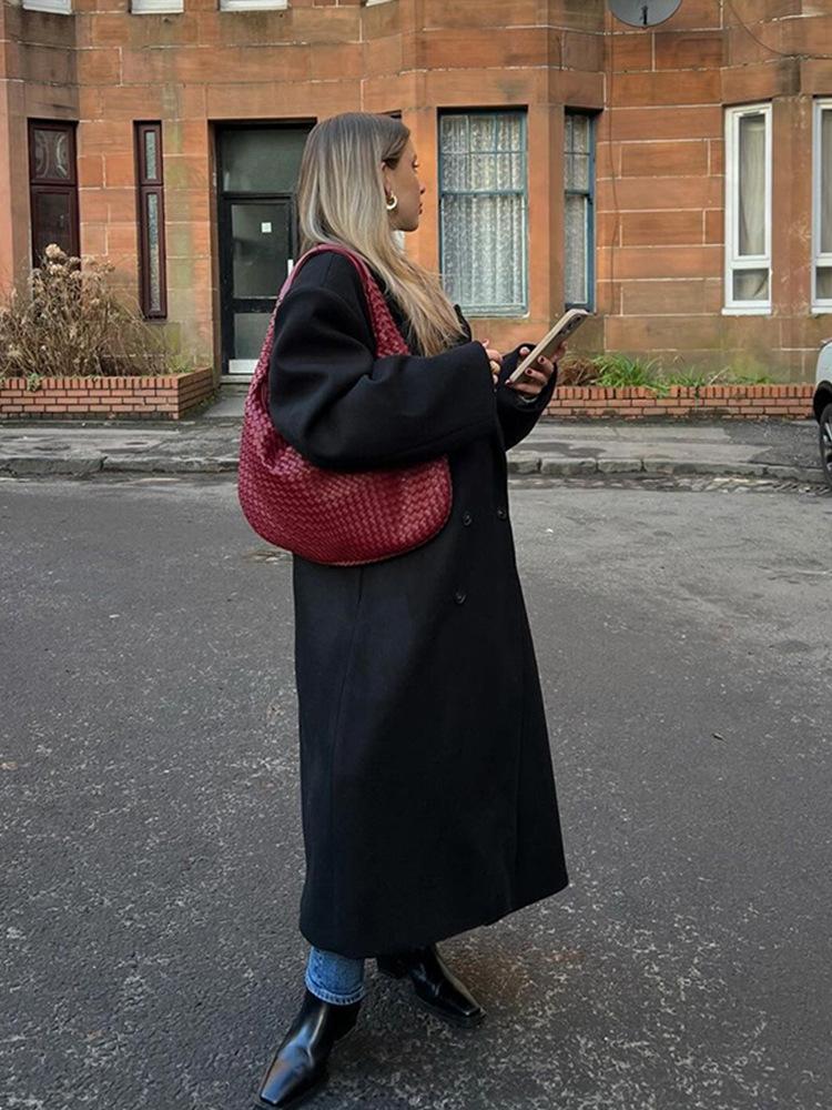 Women's Wool Coat - 2024 Autumn/Winter Collection, Commuter Style with Suit Collar