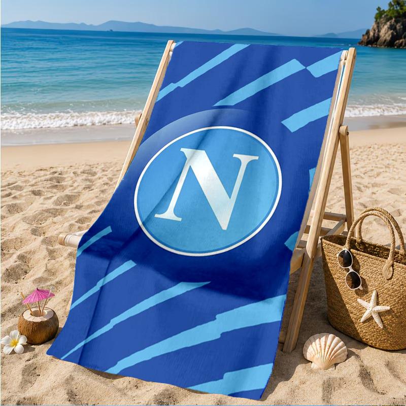 Asciugamano da Spiaggia con Emblema del Napoli Calcio, Asciugatura Rapida, Facile da Curare, Adatto Sia per il Fitness che per le Vacanze al Mare, Essenziale per lo Sport
