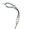 Adjustable Red Rope Jade Pendant Necklace for Men & Women with Round Beads - Semi-finished