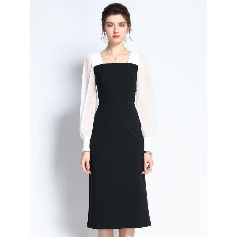 

Fancy Fairy Slim Looking Elegant Straight-leg over the Knee Dress 2025 Fall New Arrival Female Hepburn Style Little Black Dress Female Black S