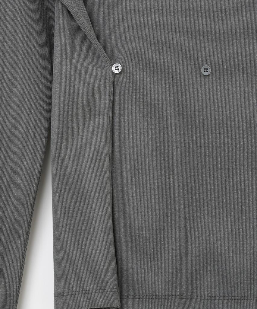 MILLO WOMEN Button Mix T-Shirt [Charcoal]