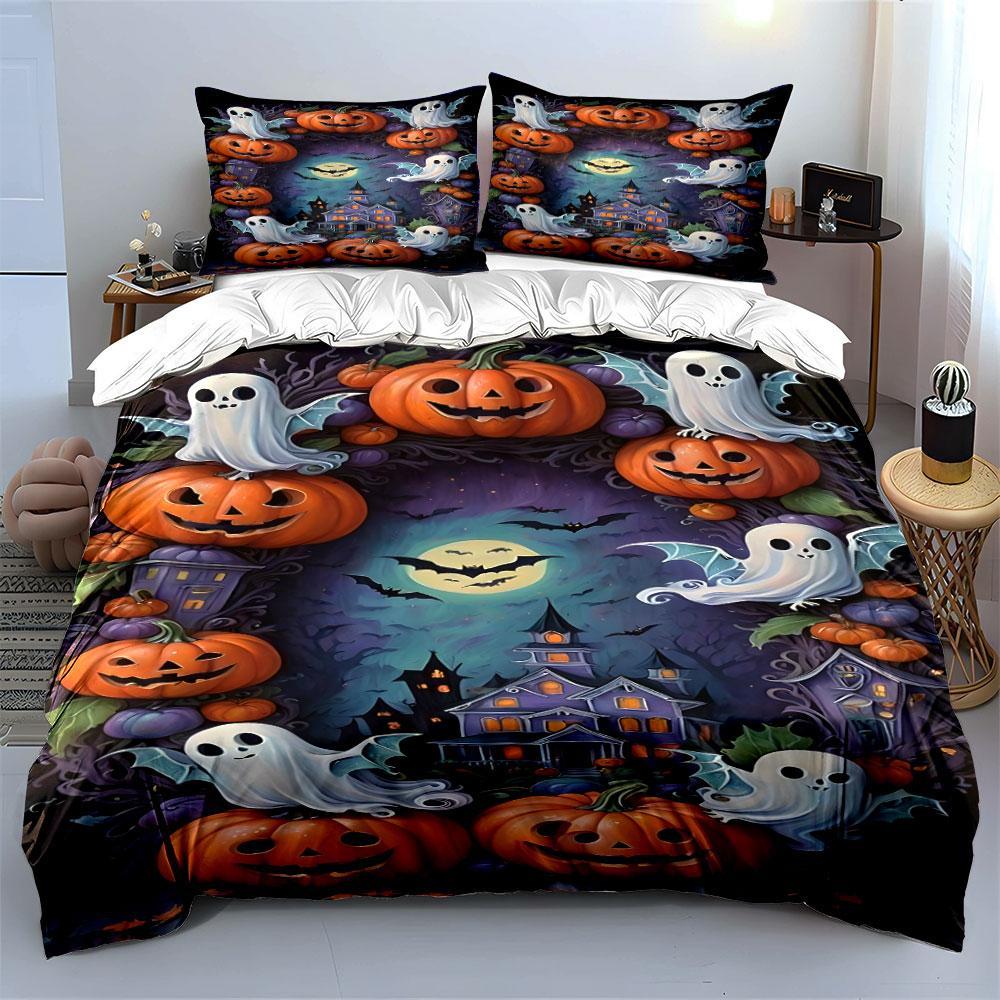 Spooky pumpkins enchantingly glowing Bedding sets Duvet cover sets Duvet covers Pillowcases(1*Duvet Cover 2*Pillowcases without duvet insert)