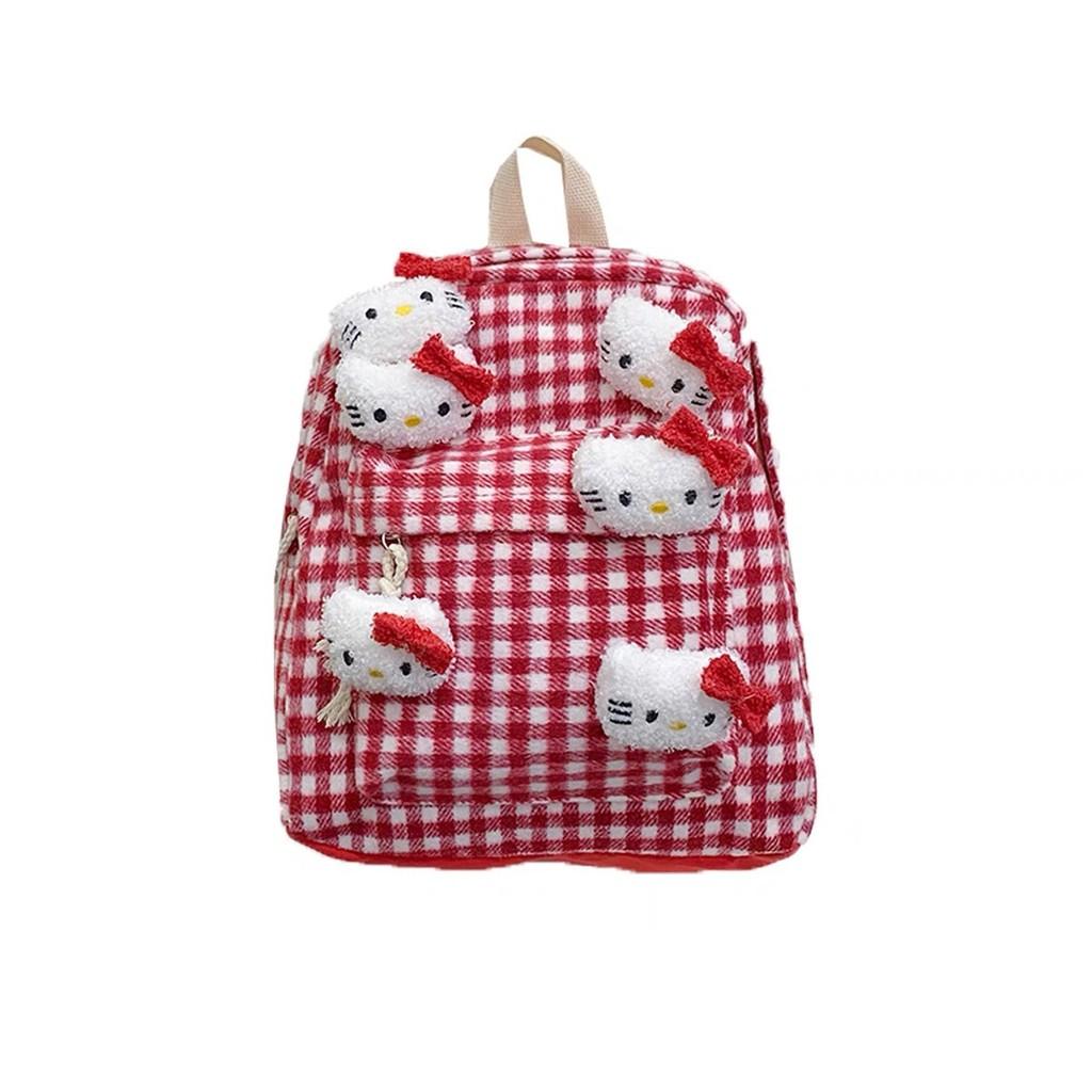 

Kitty Cat Cartoon Backpack For Kids And Teens With Plush Design And Spilled Color Pattern
