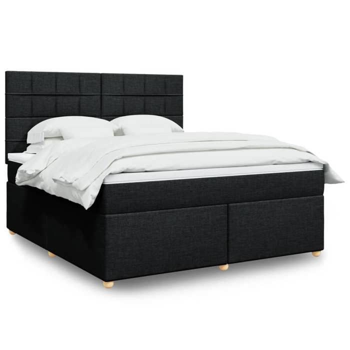 VidaXL Slat Bed Base with Mattress Black 180x200 Cm Fabric 3291361