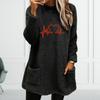 Stylish Women Fleece Shearling Jacket with Pocket Mid-length Thickened Solid Color Warm Winter Outwear Hoodie