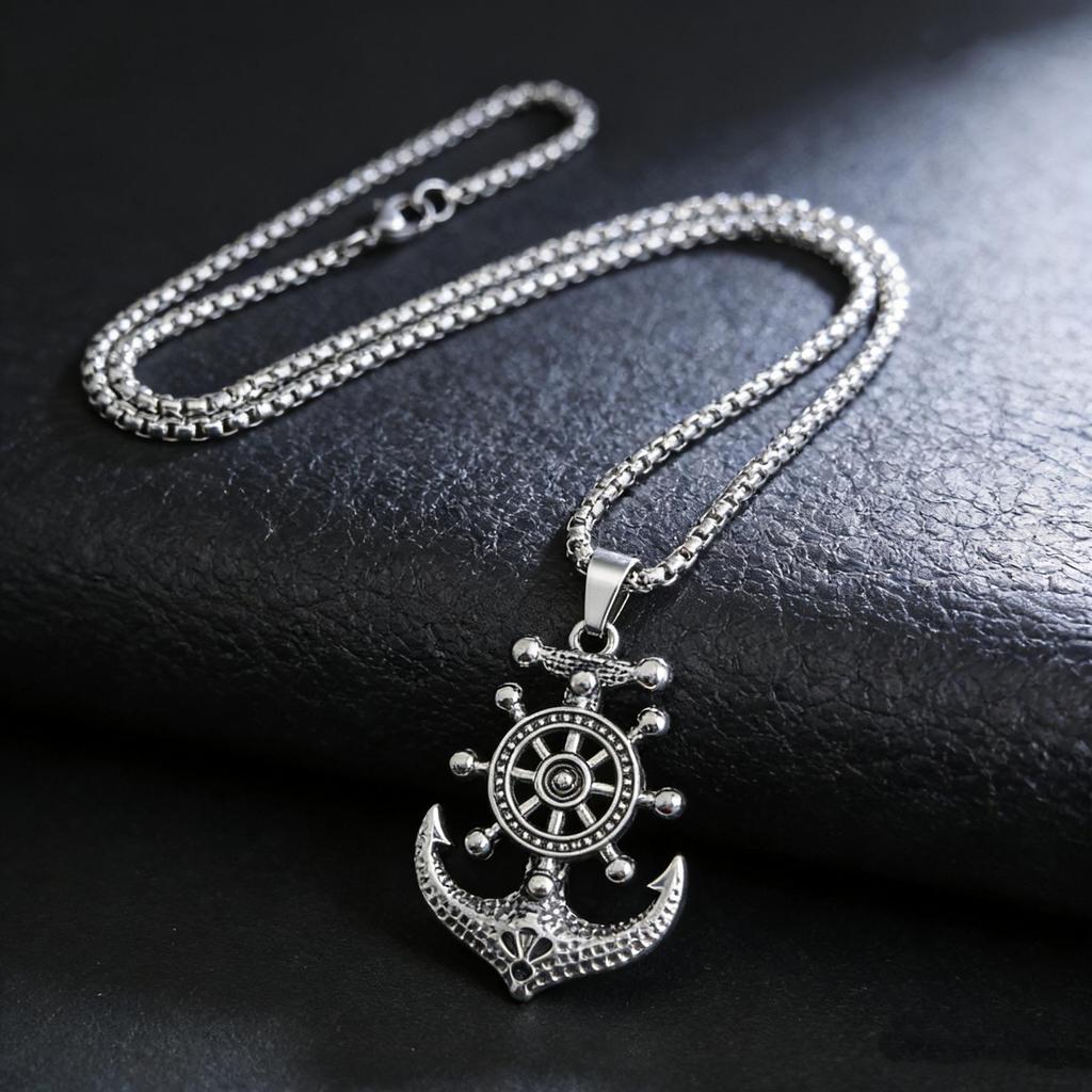 Trendy Hip Hop Street Dance Necklace with Anchor & Wheel Pendants