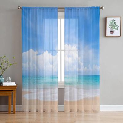 Tropical Beach And Blue Sky Tulle Sheer Curtains for Living Room the Room Bedroom Kitchen Decoration Voile Organza Curtains