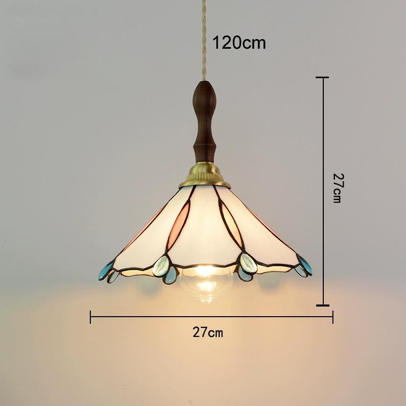 Home Garden LED Pendant Light Fixture Wood Copper Glass Lampshade Vintage Edison Bulb Hanging Lamp Restaurant Ceiling Chandelier