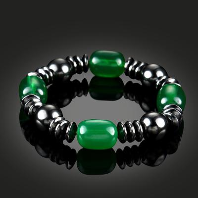 Nature Magnetic Therapy Green Stone Beaded Hematite Beads Bracelet For Women Men Biomagnetismo Health Care Weight Loss Bracelet