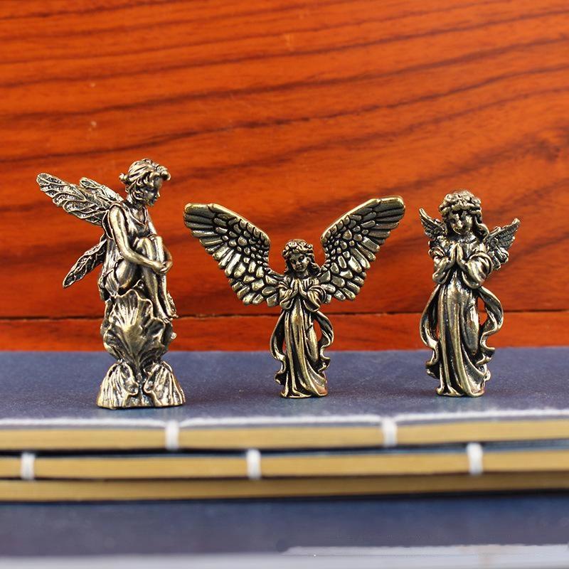 1Pc Solid Brass Cupid Statue - God of Love Guardian Angel Figurine for Desktop, Home Decor Accessories & Romantic Gift