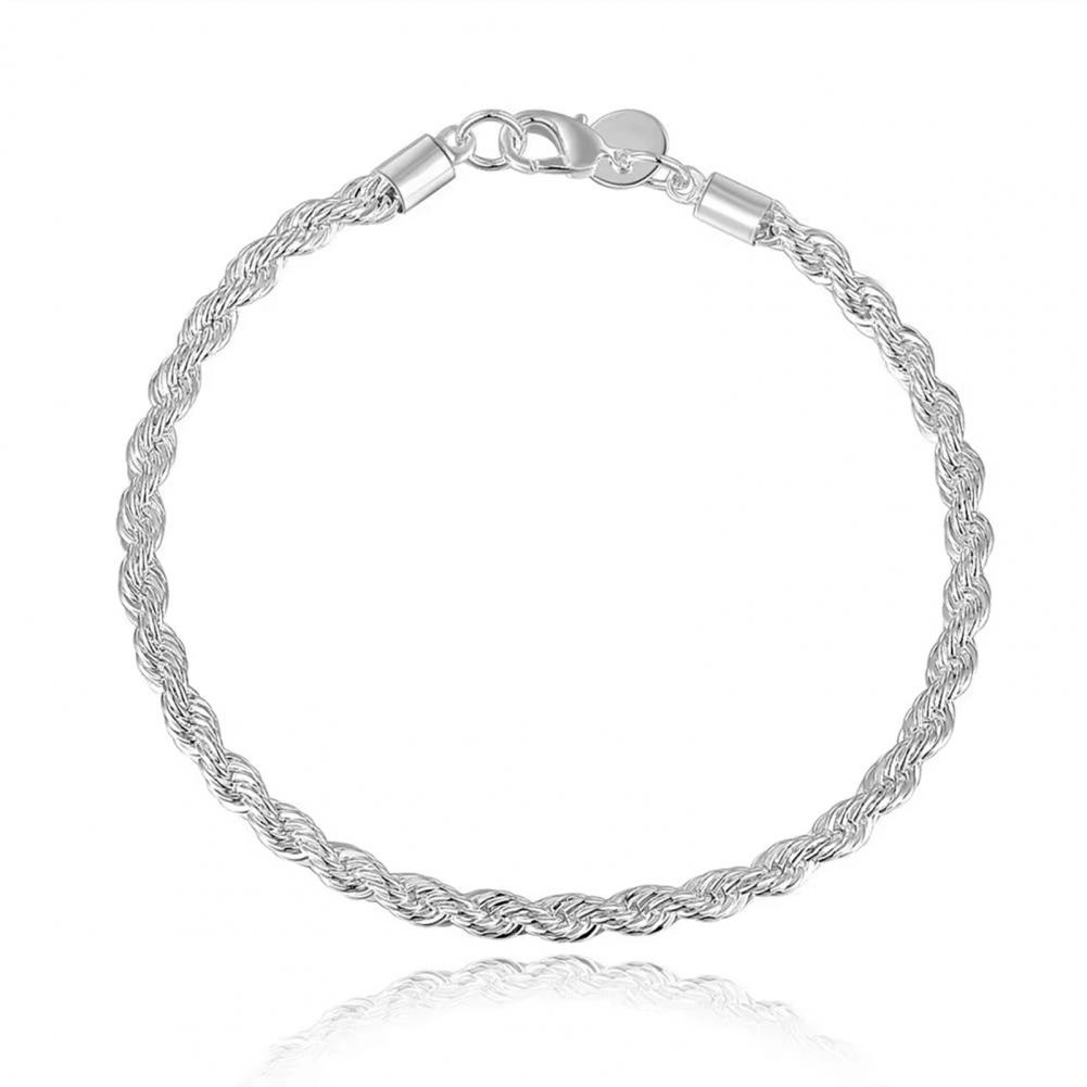Women Alloy Bracelet Elegant Twisted Silver Jewelry Set for Women Men Unisex Necklace Bracelet with Polished Alloy Lobster Clip