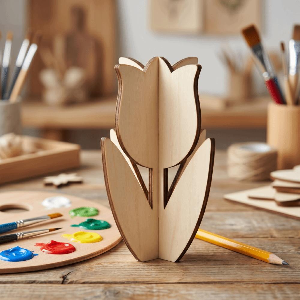 10 Stück DIY Holzblumen-Ornament Lustige Dekoration Tulpenmalerei Bastelarbeiten Kreative Eltern-Kind-Interaktion Muttertagsgeschenke