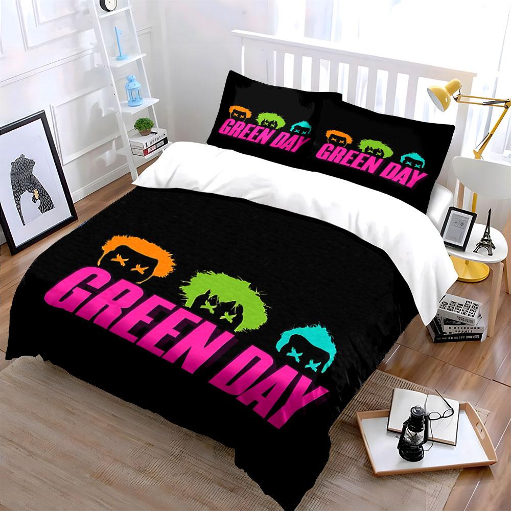 "Green Day Cartoon Bedding Set" Bedding Duvet Cover Set Duvet Cover Pillowcases (1 * Duvet Cover 2 * Pillowcases, Without Duvet Insert)