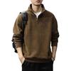 Men's Retro Fleece-Lined Patchwork Pullover: 2025 Autumn/Winter Stand Collar Polo with Half-Zip & Long Sleeves