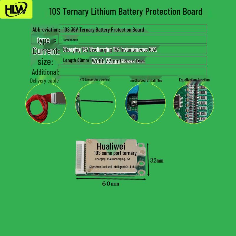 10S 18650 Lithium Battery Protection & Equalization Board for 36V Lawn Mowers, Electric Skateboards, and Two-Wheelers