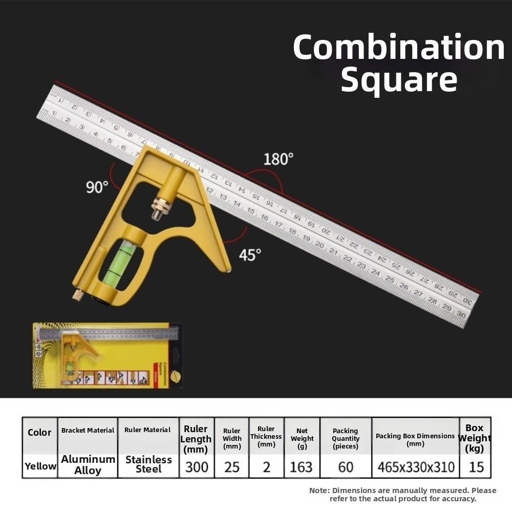 Spirit Level Adjustable Square Ruler 300mm Framing Square Ruler Professional Use