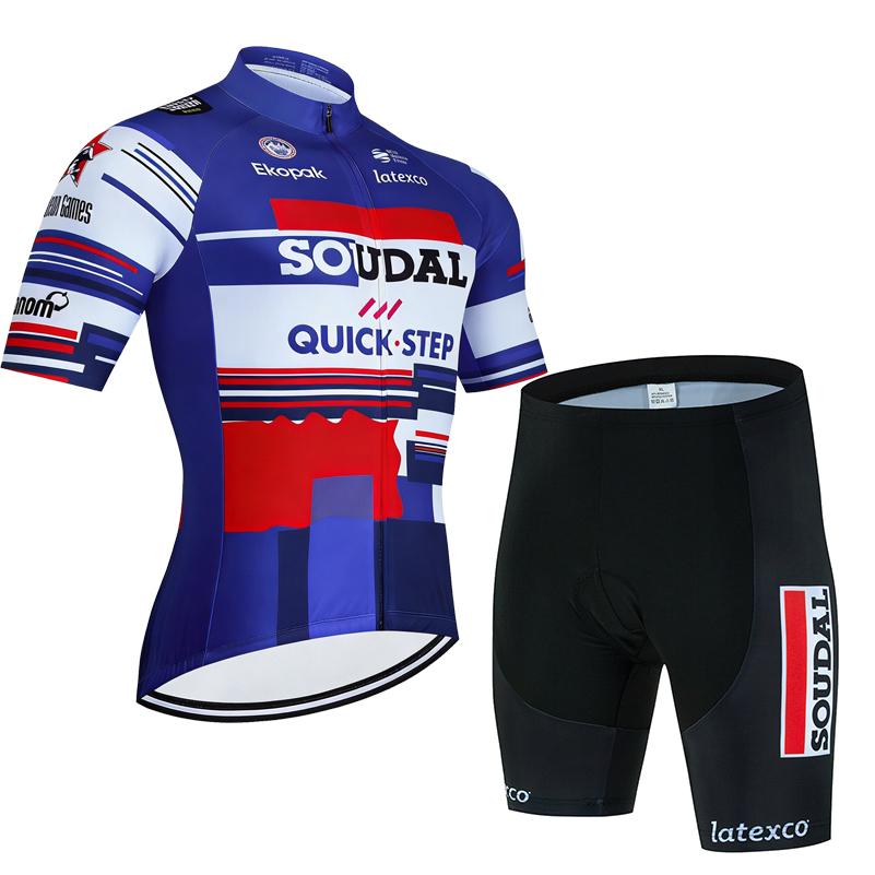 Soudal Quick Step 2026 Cycling Jersey Set Short Sleeve Bicycle Clothing Men MTB Maillot Ciclismo Bike Racing Bib Shorts Set