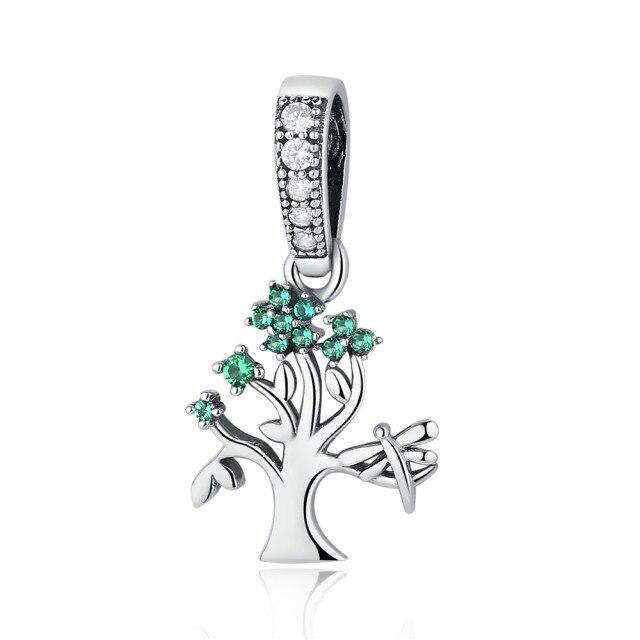 Genuine Sterling Color Lucky Charm Zircon Stone Bee Family Bead Pendant Original Bracelets Pendant Necklace Diy Fine JewelryFashion Charm