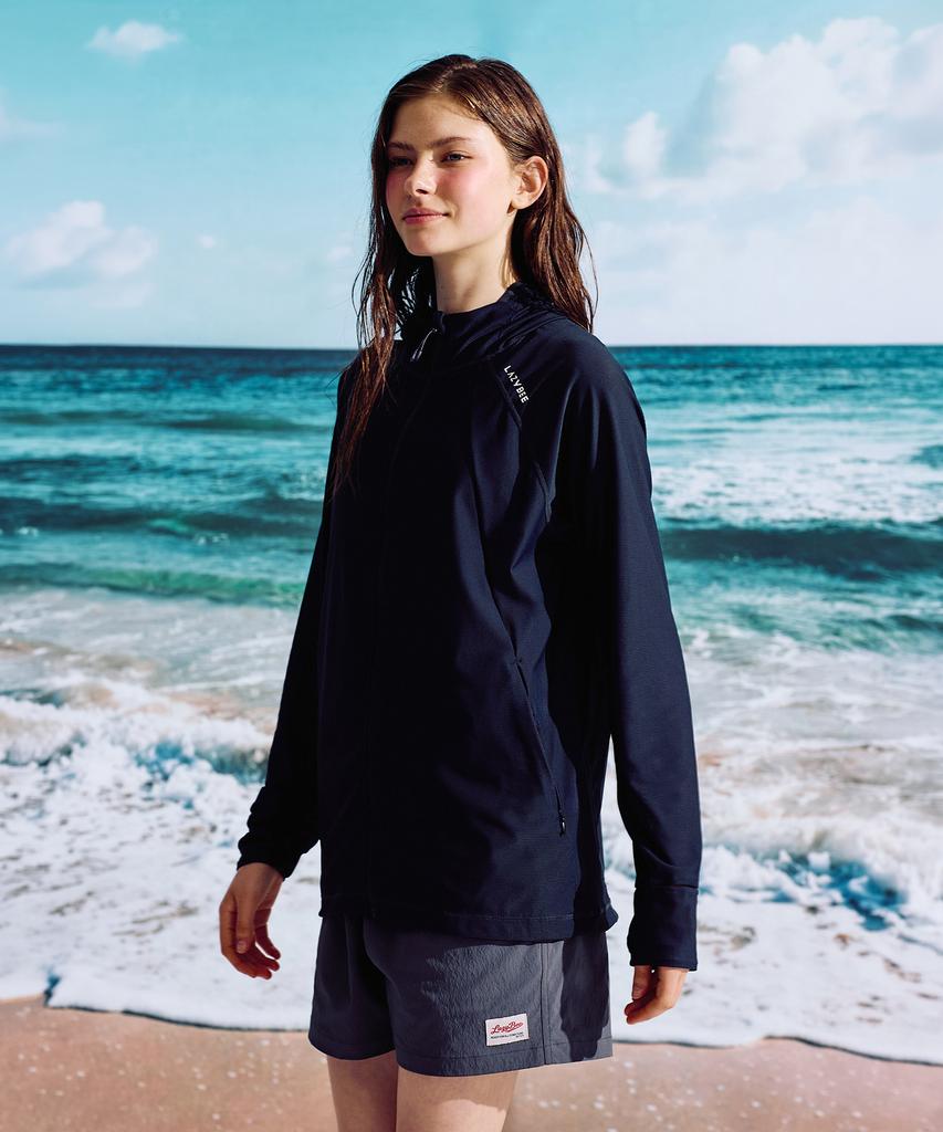 Leijibi [Set] Techflow Performance Hooded Zip-Up Rash Guard + Swim Shorts Set M Black
