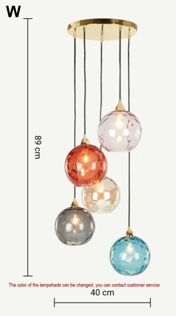 Nordic Luxury Colorful Glass Pendant Light Modern Living Room LED Chandelier Classical Glass Lampshade Home Decoration Gloss
