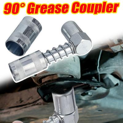 Car Metal Sleeve Locks Coupler 90 Degree Grease Coupler Grease Gun Lubrication Tools 1/8NPT Thread Car Truck Oil Nozzle Adapter