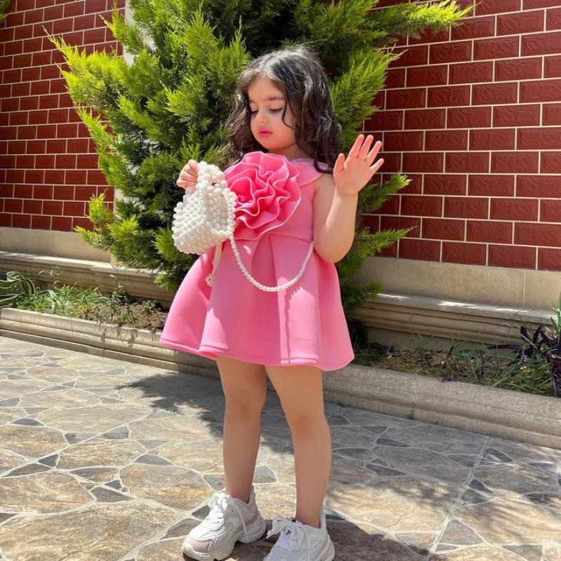 Children's Princess Dress Summer Girls Sweet Sleeveless Oversized Floral Ruffled Dress